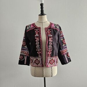 Anthropologie Abstract Embroidered Jacket
